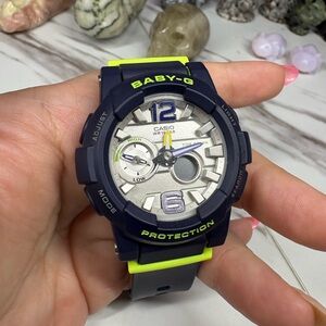 Casio Baby-G Navy and Neon Green Accent Sport Watch SPECIAL EDITION